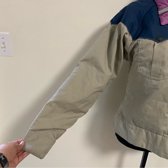 Powderhorn Mountaineering Jacket Girls Size 12 Tan Blue Vintage Down Jacket - Picture 4 of 17